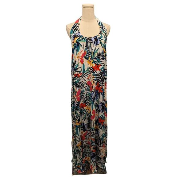 NWT SOMA Hawaiian Halter‎ Jersey Stretch Tropical Lounge Floral Maxi Dress XXL - Picture 1 of 8